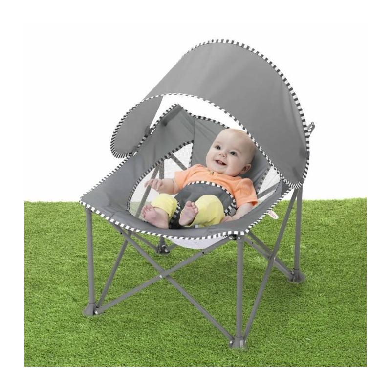 Transat bébé pliable Gris Pop 'N Chill - Pare soleil SPF +50