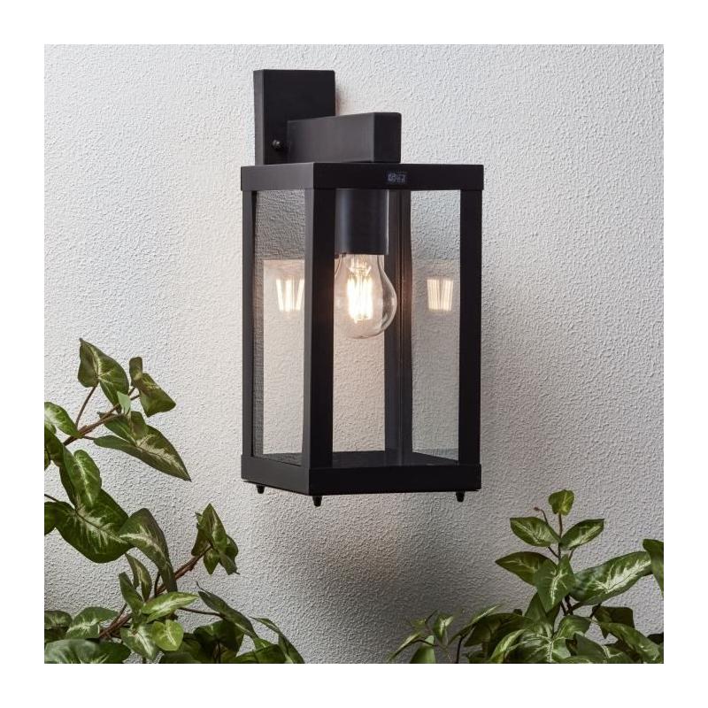Applique extérieure GAIA noire métal/verre E27 1x60W - BRILLIANT