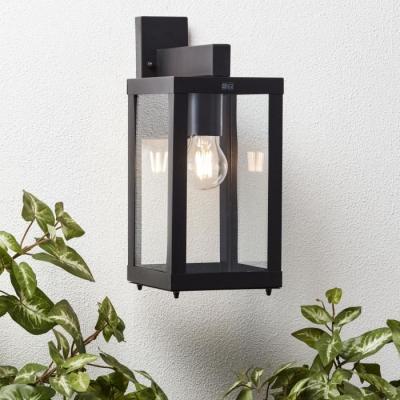 Applique extérieure GAIA noire métal/verre E27 1x60W - BRILLIANT