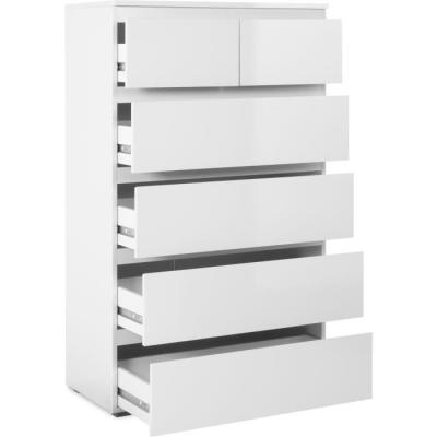 Commode CAPETOWN Blanc Brillant - 6 Tiroirs - L80cm