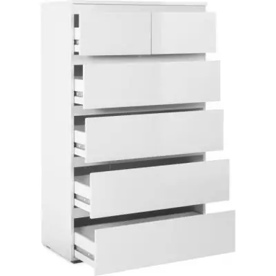 Commode CAPETOWN Blanc Brillant - 6 Tiroirs - L80cm