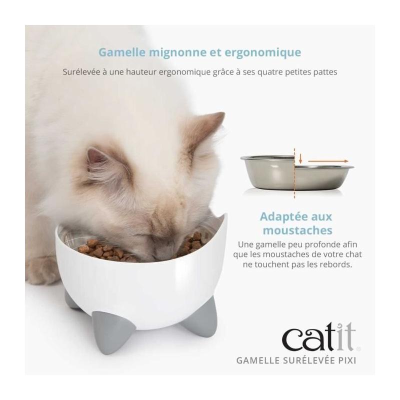Gamelle pour chat - CATIT - PIXI - 200ml - Surélevée - Blanc
