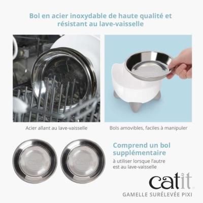Gamelle pour chat - CATIT - PIXI - 200ml - Surélevée - Blanc