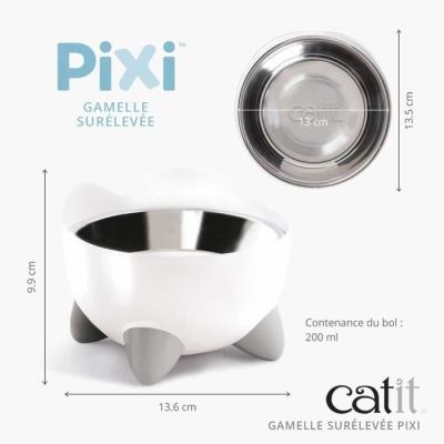 Gamelle pour chat - CATIT - PIXI - 200ml - Surélevée - Blanc