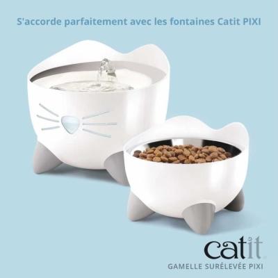 Gamelle pour chat - CATIT - PIXI - 200ml - Surélevée - Blanc