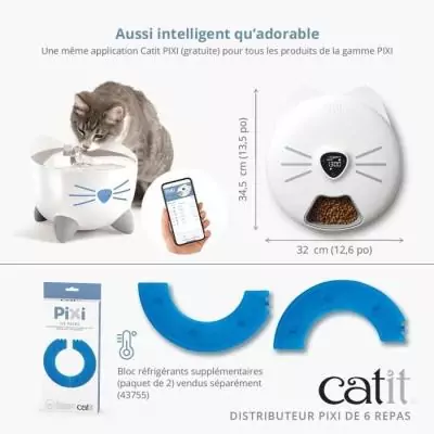 Distributeur de repas connecté pour chat - CATIT PIXI SMART - 6 x 170ml Distributeur de repas connecté pour chat - CATIT PIXI SMART - 6 x 170ml