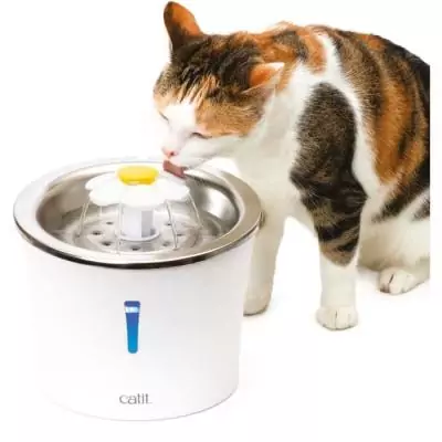 Fontaine à eau pour chat : CATIT - Fleur 3L - LED - Blanc