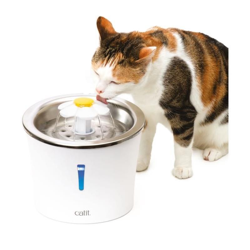 Fontaine à eau pour chat : CATIT - Fleur 3L - LED - Blanc