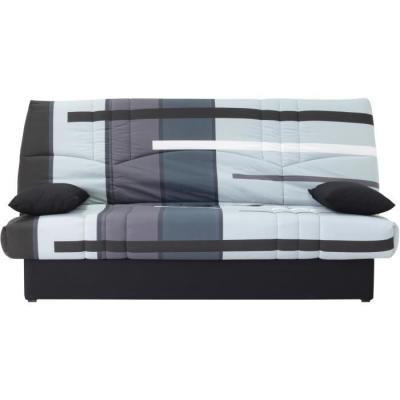Canapé Clic Clac 3 places DREAM - Tissu 100% Coton - Imprimé Piste Gris