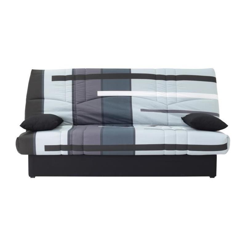 Canapé Clic Clac 3 places DREAM - Tissu 100% Coton - Imprimé Piste Gris