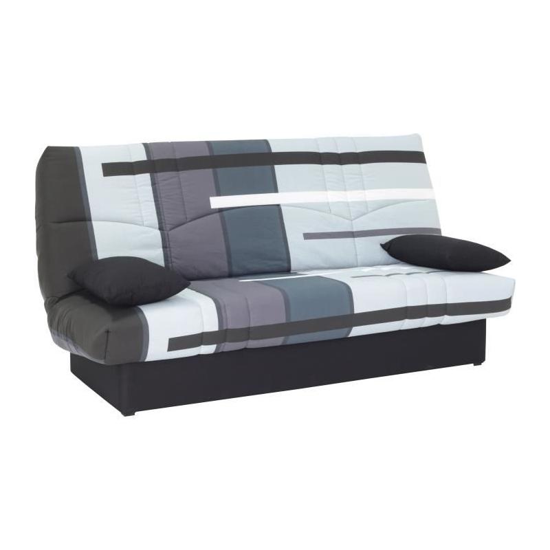 Canapé Clic Clac 3 places DREAM - Tissu 100% Coton - Imprimé Piste Gris