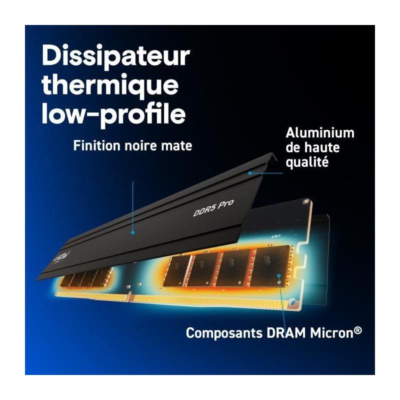 Kit Mémoire RAM CRUCIAL DDR5 PRO 48 Go (2 x 24 Go) - Performances ultimes