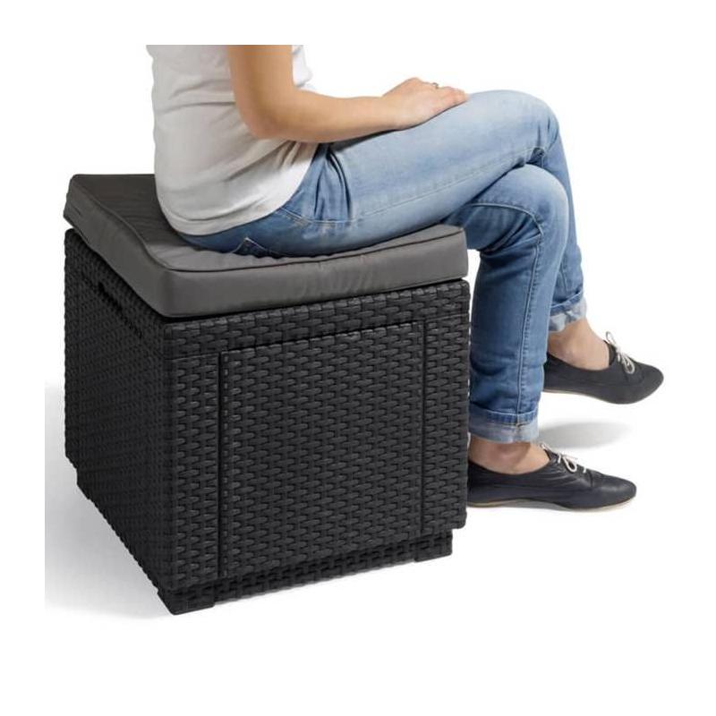Pouf de jardin Cube Keter - Confort gris graphite