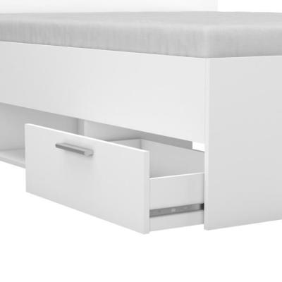 Lit adulte MICHIGAN 140x190 cm avec rangements - Blanc