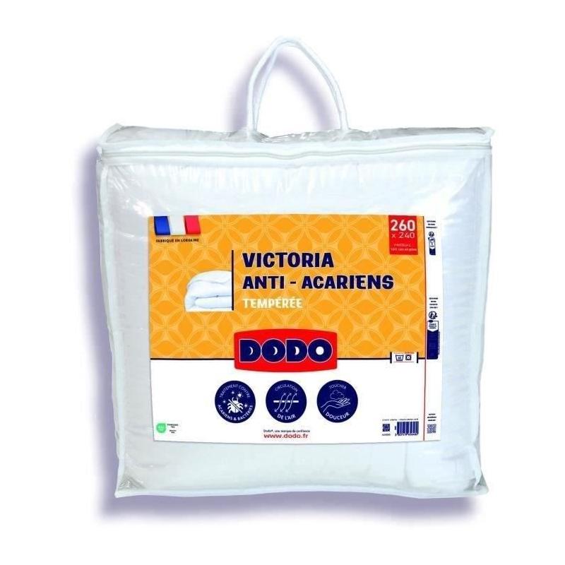Couette tempérée anti-acariens 300g/m² Victoria 240x260 cm blanc