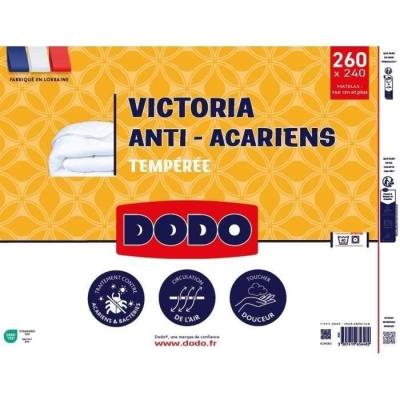 Couette tempérée anti-acariens 300g/m² Victoria 240x260 cm blanc