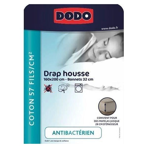Drap housse DODO - 160x200 cm - Coton - Coutil 32 cm - Blanc