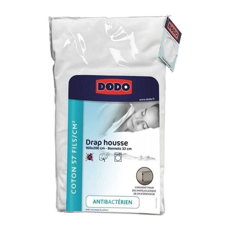 Drap housse DODO 160x200 cm - Coton - Blanc