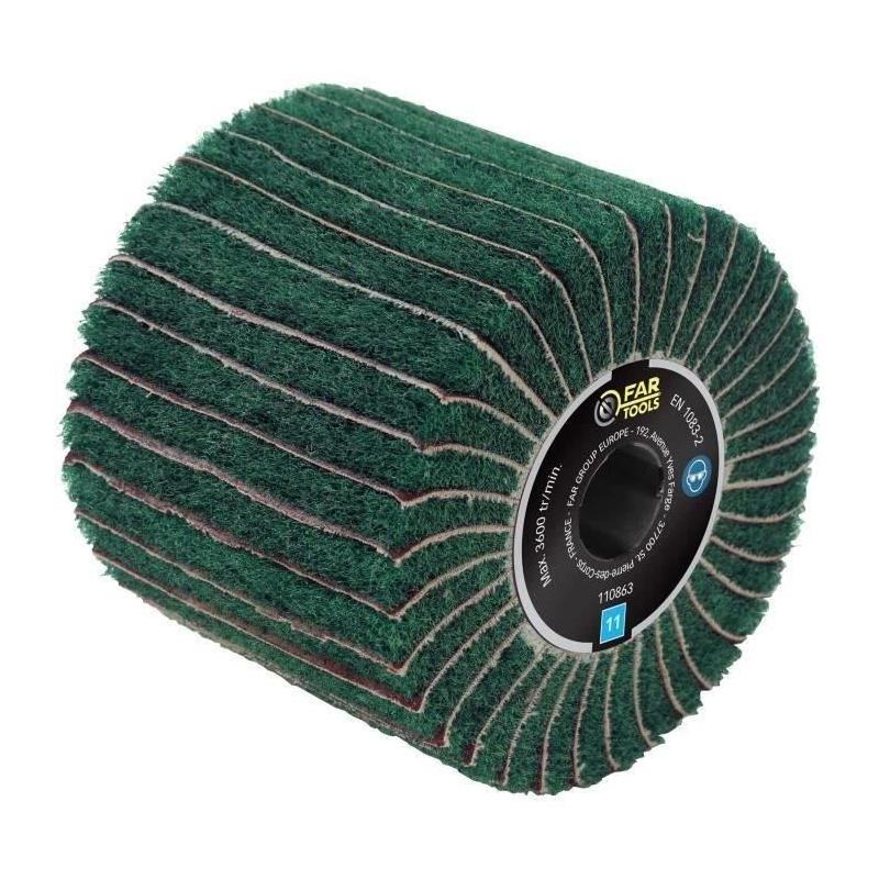Brosse synthétique et lamelles abrasives - FARTOOLS - Ø120mm/L100mm - A240/A120