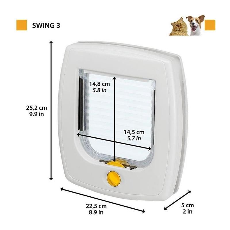 Chatière FERPLAST Swing 3 Gris - Pour Chat - 21,5 x 5 x 24 cm