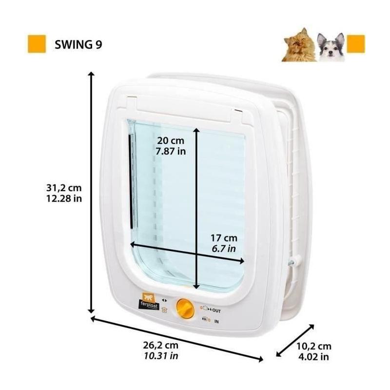 Chatière FERPLAST Swing 9 - Porte pour Chat Moderne - Gris