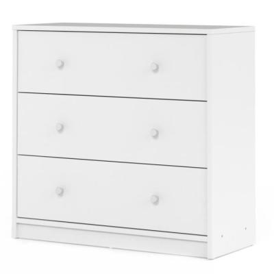 Commode de chambre OREGON - 3 tiroirs - Blanc Moderne