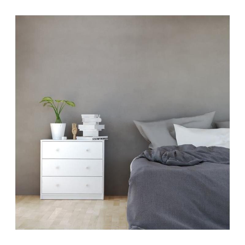 Commode de chambre OREGON - 3 tiroirs - Blanc Moderne