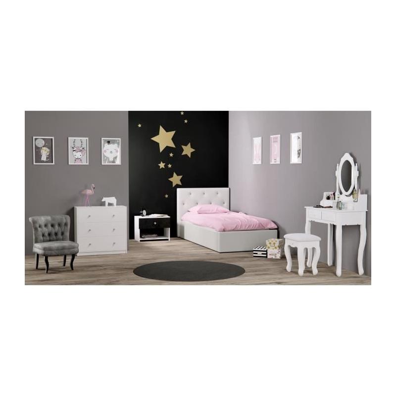 Commode de chambre OREGON - 3 tiroirs - Blanc Moderne