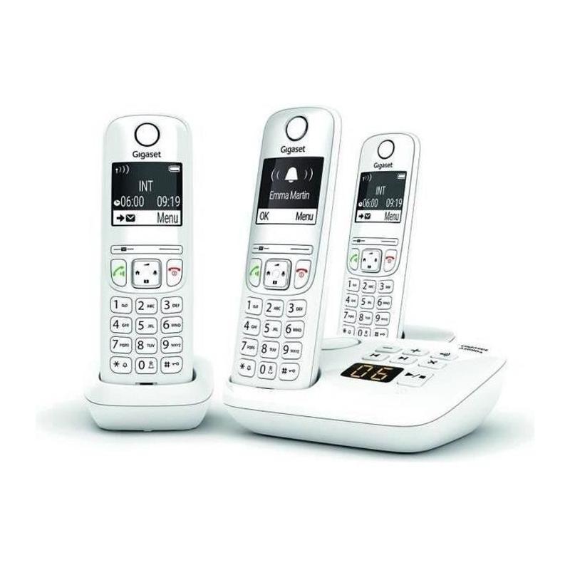 Téléphone Fixe AS690 A Trio Blanc - GIGASET: 20 sonneries - Mains libres