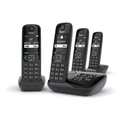 Téléphone Fixe AS690 A Quattro Noir - Pack Complet