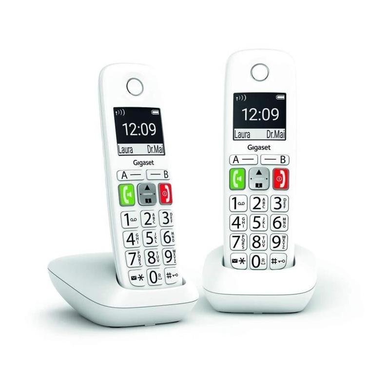 Téléphone Fixe sans Fil - GIGASET E290 Duo Blanc - Son Amplifié