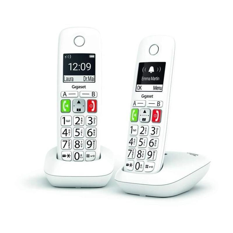 Téléphone Fixe sans Fil - GIGASET E290 Duo Blanc - Son Amplifié
