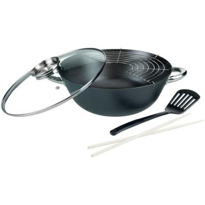 Ensemble Wok 5 pièces polyvalent GSW - Fonte d'acier 32cm