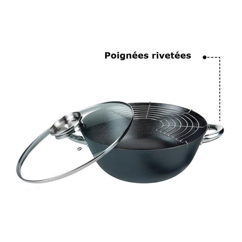 Ensemble Wok 5 pièces polyvalent GSW - Fonte d'acier 32cm