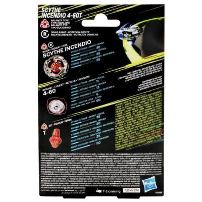 Pack de départ Beyblade X, Scythe Incendio 4-60T: toupie équilibrée et lanceur