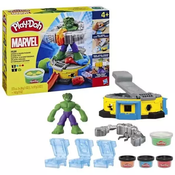 Play-Doh Hulk Écrase tout, coffret pâte a modeler avec figurine Hulk, a partir de 4 ans, Marvel