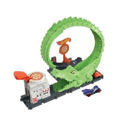Course effrénée avec le circuit Voiture Hot Wheels - Attaque de l'Alligator!