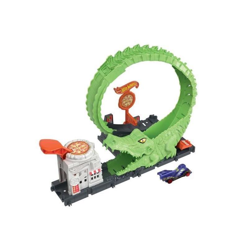 Course effrénée avec le circuit Voiture Hot Wheels - Attaque de l'Alligator!