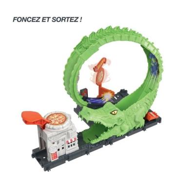 Course effrénée avec le circuit Voiture Hot Wheels - Attaque de l'Alligator!
