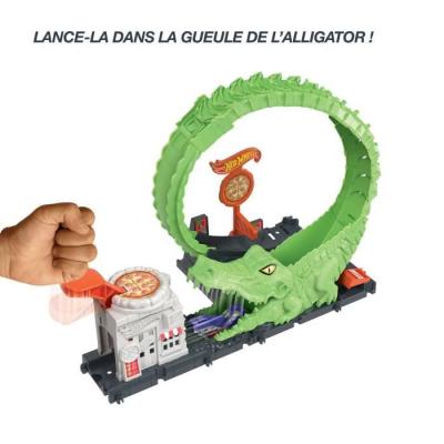 Course effrénée avec le circuit Voiture Hot Wheels - Attaque de l'Alligator!