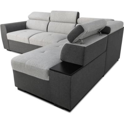 Canapé d'angle convertible réversible KELIO - 4/5 places - Anthracite/Gris