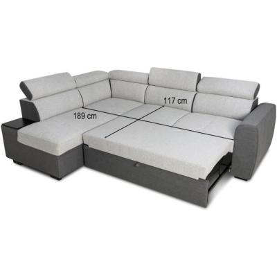 Canapé d'angle convertible réversible KELIO - 4/5 places - Anthracite/Gris