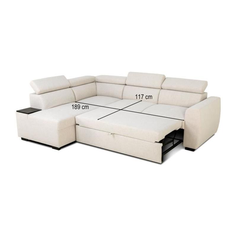 Canapé d'angle convertible réversible KELIO - Tissu Beige