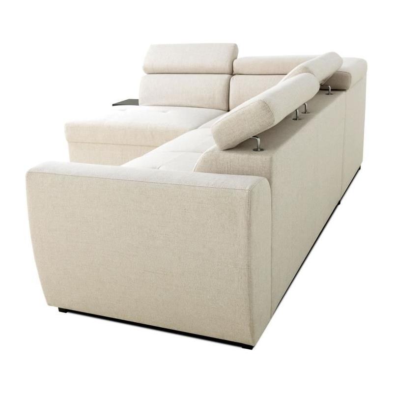Canapé d'angle convertible réversible KELIO - Tissu Beige
