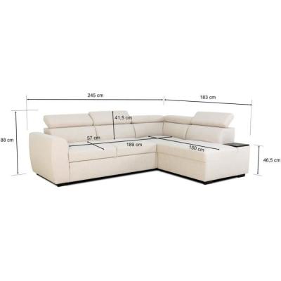 Canapé d'angle convertible réversible KELIO - Tissu Beige
