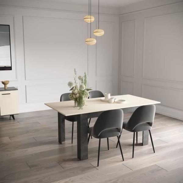 Ensemble séjour - Enfilade, Buffet haut, Table allonge - KENT - Chene de fil / Sidewalk - DEMEYERE
