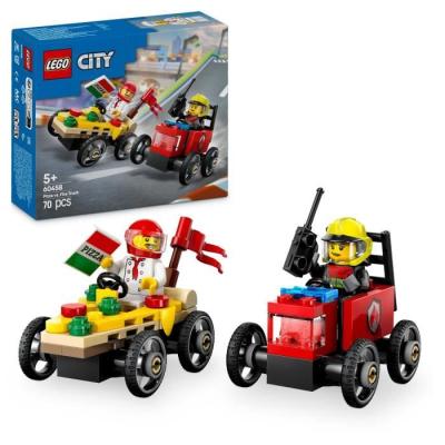 Pack de bolides de course LEGO City : duel camion pizza vs camion pompiers