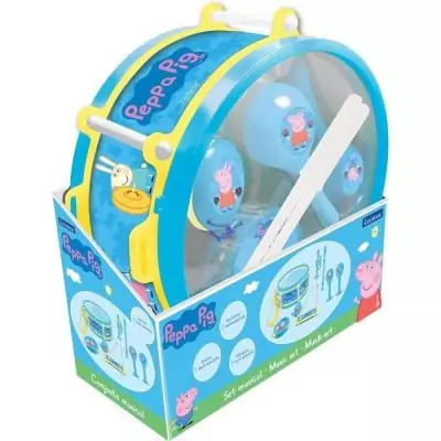 Ensemble musical Peppa Pig - 7 instruments - Rangement tambour Ensemble musical Peppa Pig - 7 instruments - Rangement tambour