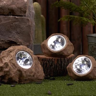 Lot de 3 rochers solaires de jardin - LUMISKY - ROCKY BROWN
