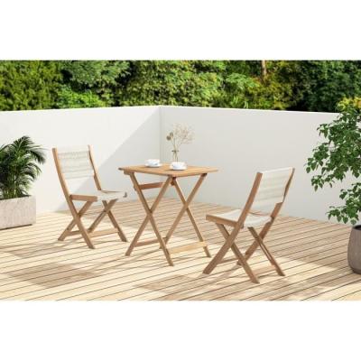 Ensemble bistrot pliable en bois d'acacia FSC - MAKENA